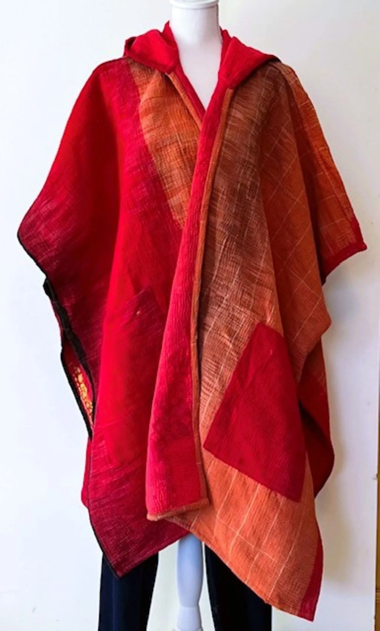 Kantha Bae Knee Length Poncho Coat - Blazes