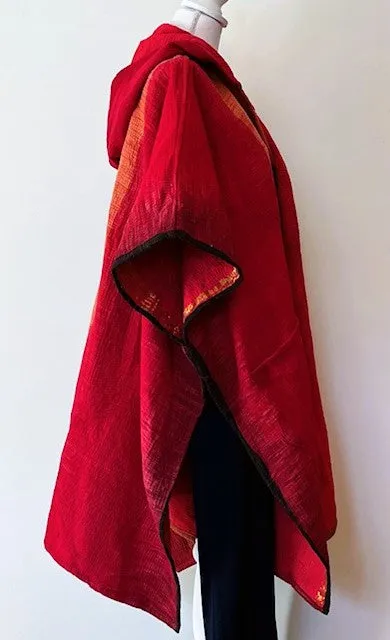 Kantha Bae Knee Length Poncho Coat - Blazes