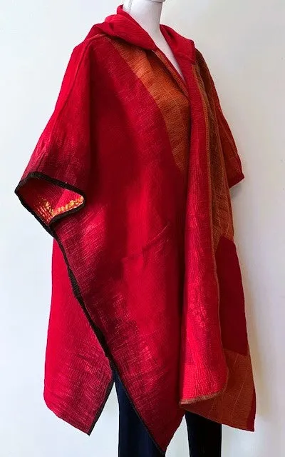 Kantha Bae Knee Length Poncho Coat - Blazes