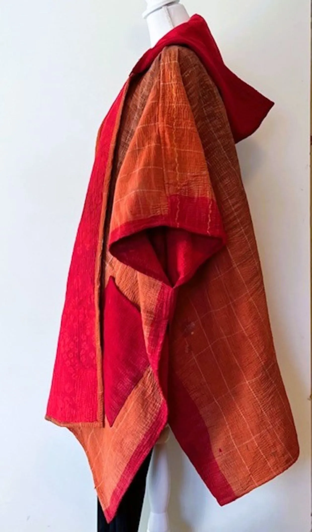Kantha Bae Knee Length Poncho Coat - Blazes