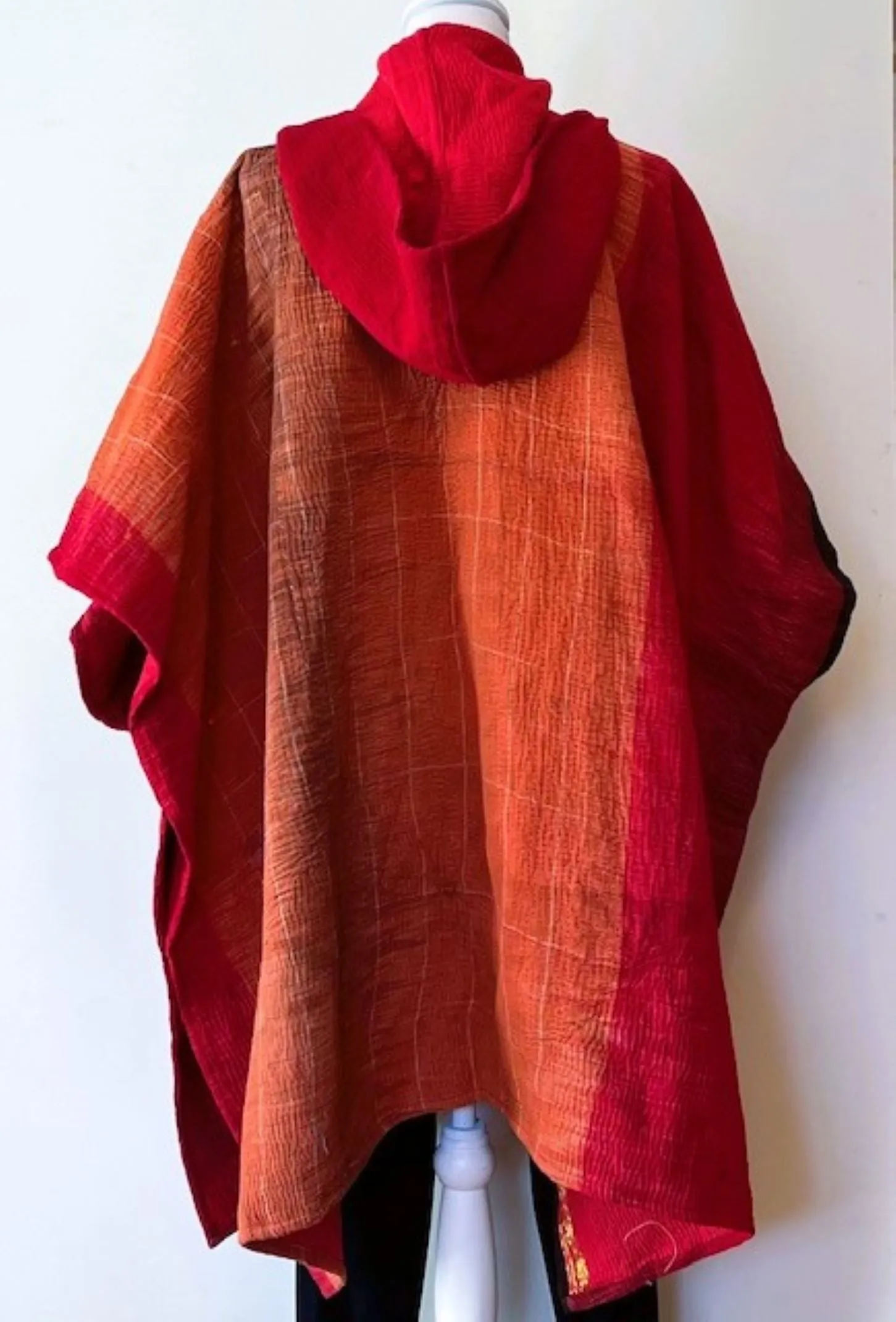 Kantha Bae Knee Length Poncho Coat - Blazes
