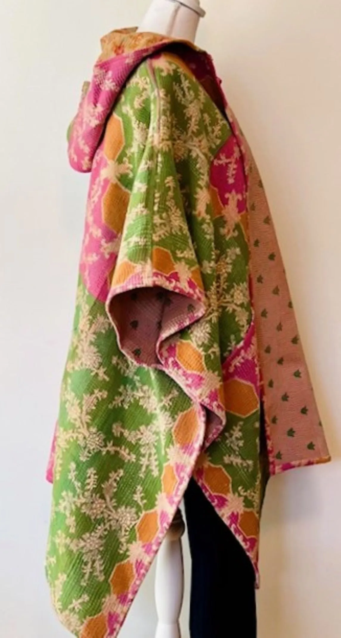 Kantha Bae Knee Length Poncho Coat - Blooms