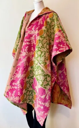 Kantha Bae Knee Length Poncho Coat - Blooms