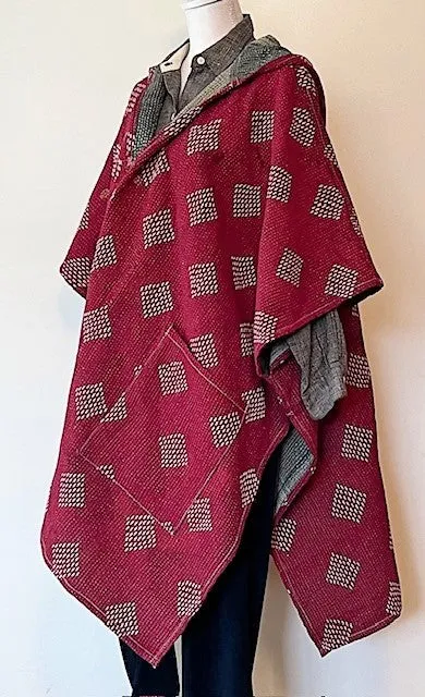 Kantha Bae Knee Length Poncho Coat - Varsity