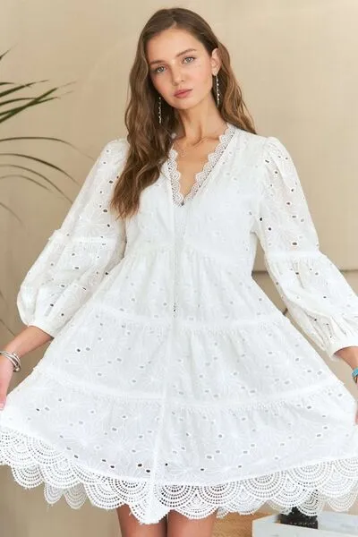 Lace Eyelet Babydoll Dress