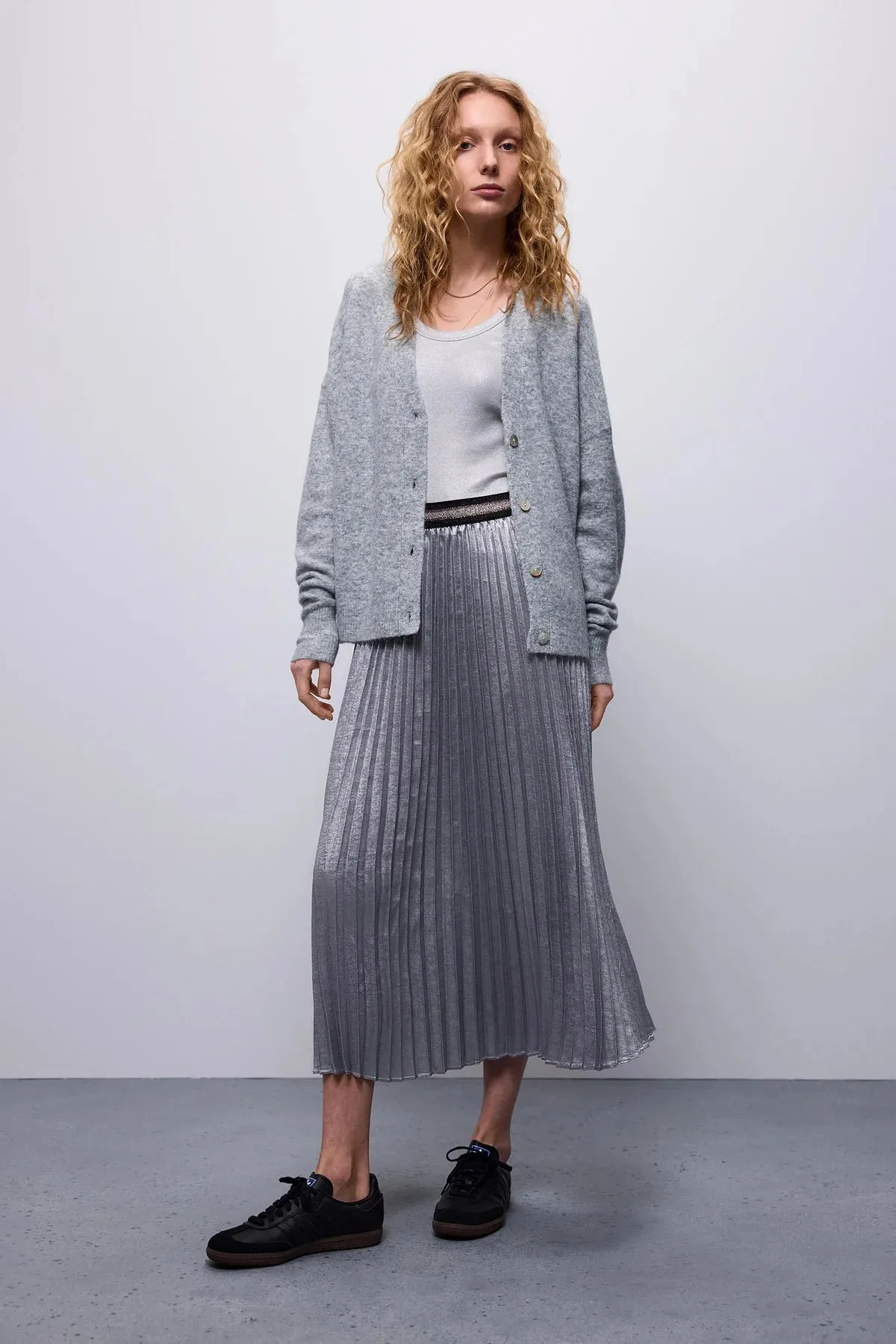 Lamee Pleated Skirt - Mist