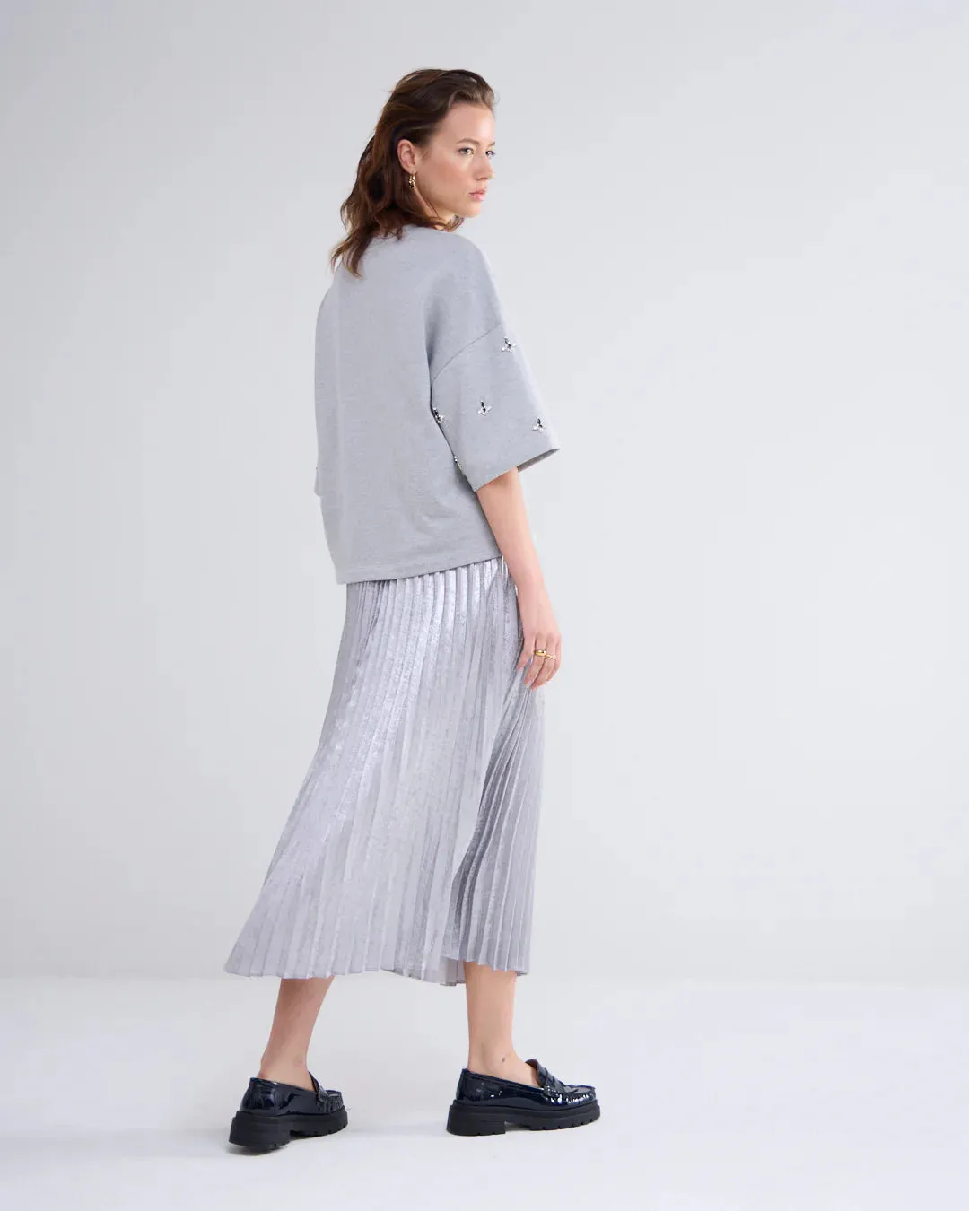 Lamee Pleated Skirt - Mist