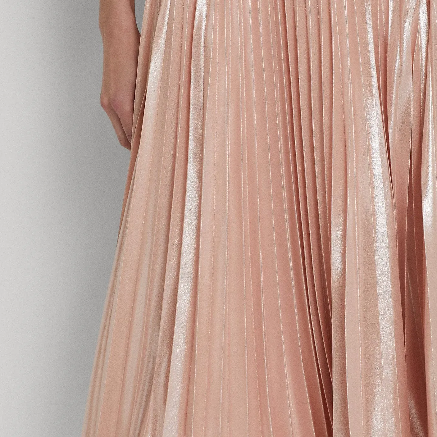 Lauren Ralph Lauren Pleated Metallic Chiffon Skirt Blush