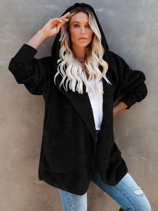 Long Sleeve Hooded Plush Jacket
