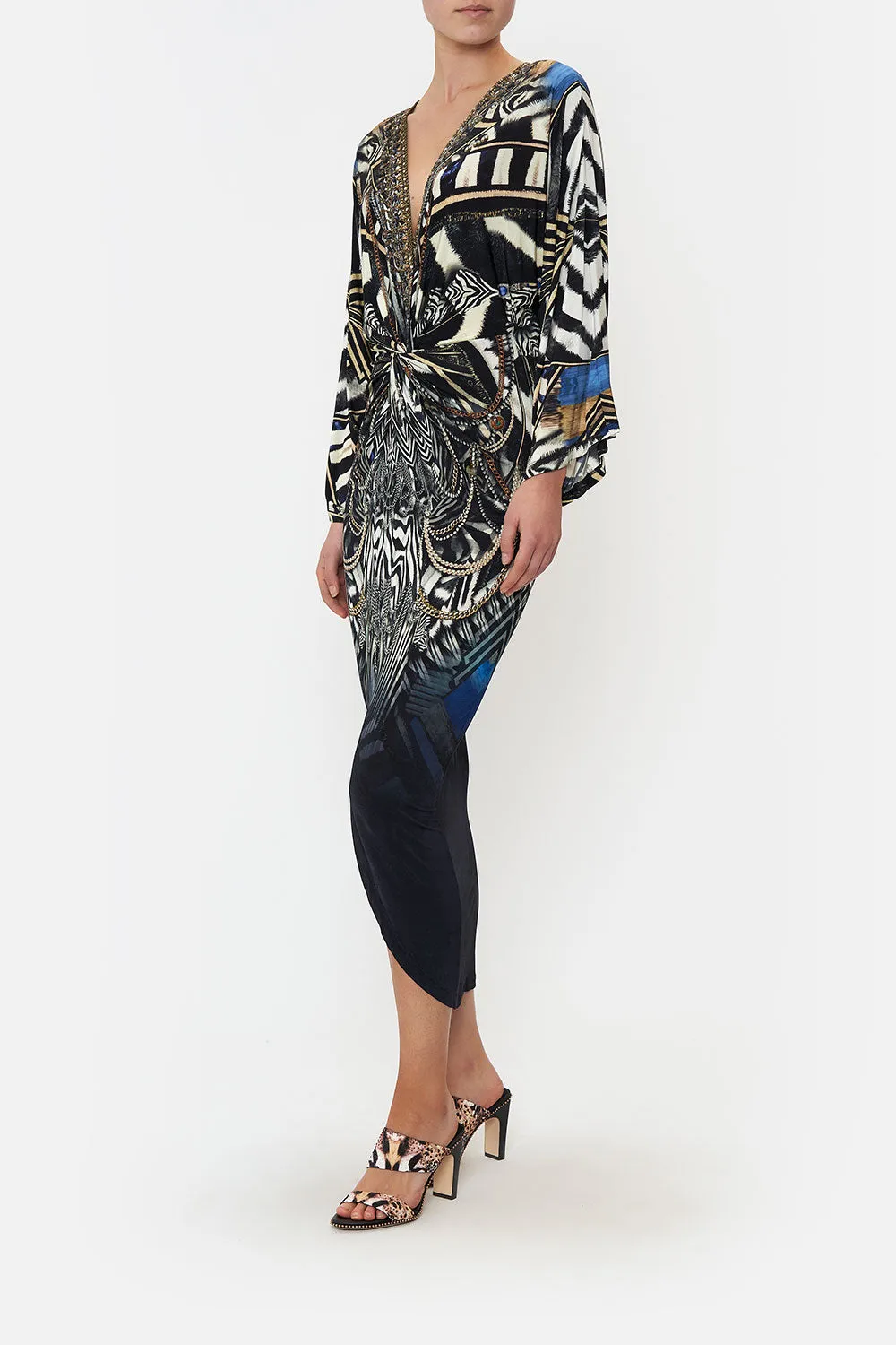 LONG SPLIT FRONT TWIST DRESS KNIGHT OF THE WILD
