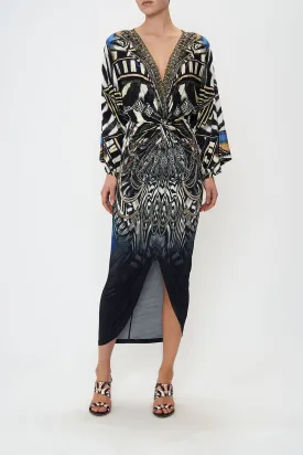 LONG SPLIT FRONT TWIST DRESS KNIGHT OF THE WILD