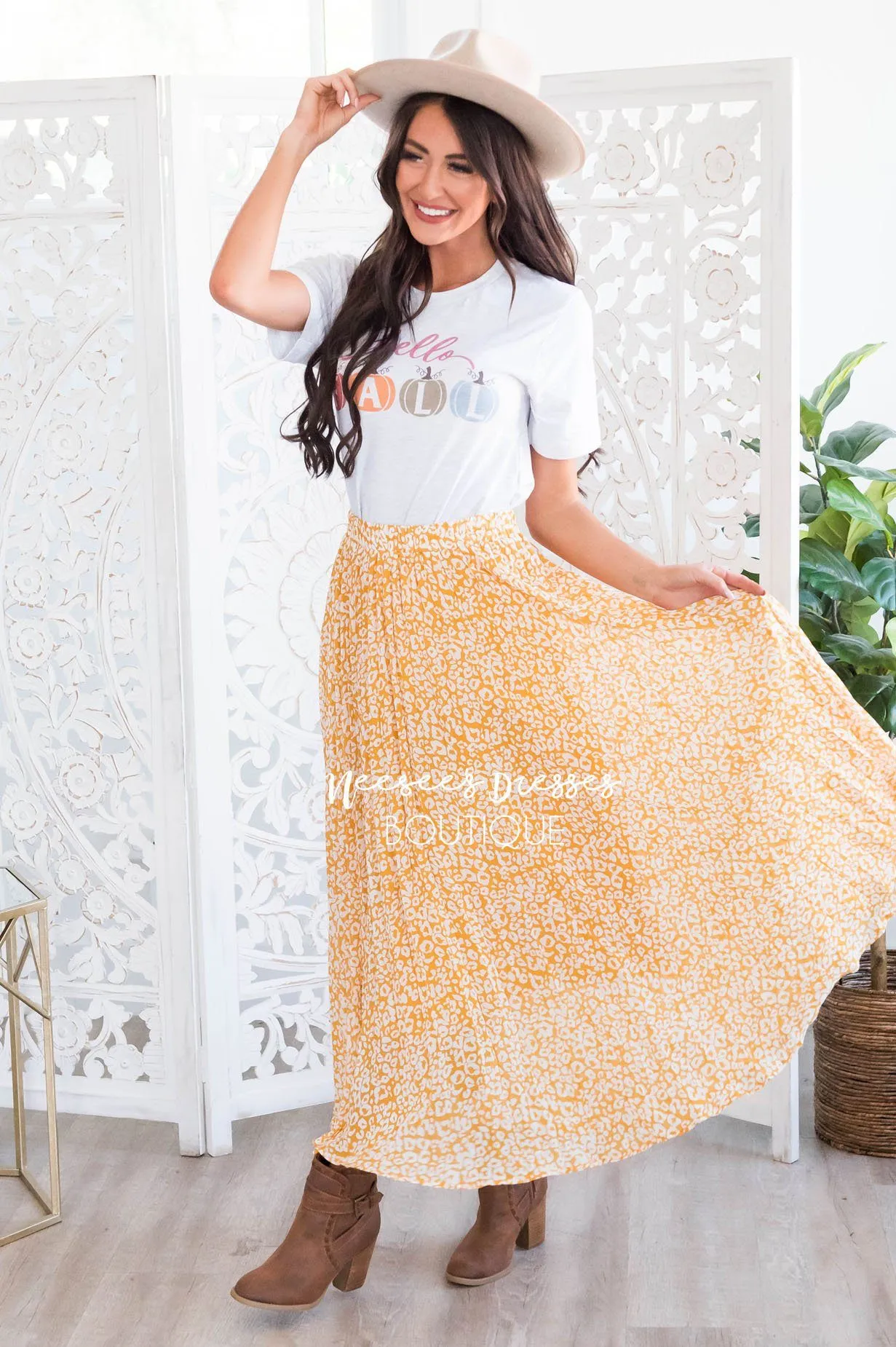 Lost Time Modest Leopard Print Skirt