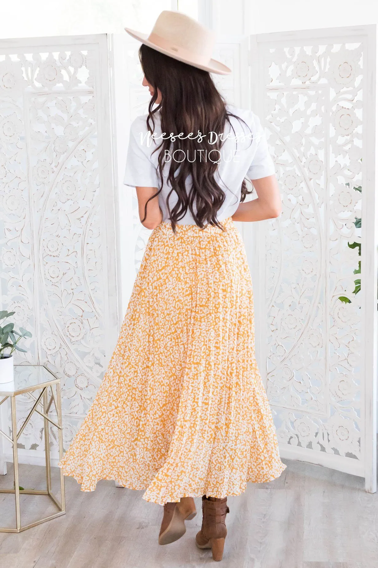 Lost Time Modest Leopard Print Skirt