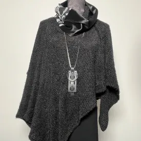 Luxe Collar - Loop Scarf - Black Velvet - Black & White Trim
