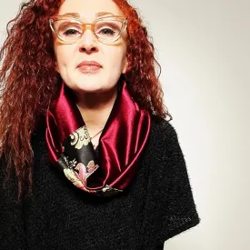 Luxe Collar - Loop Scarf - Wine Velvet - Luxe Brocade Trim