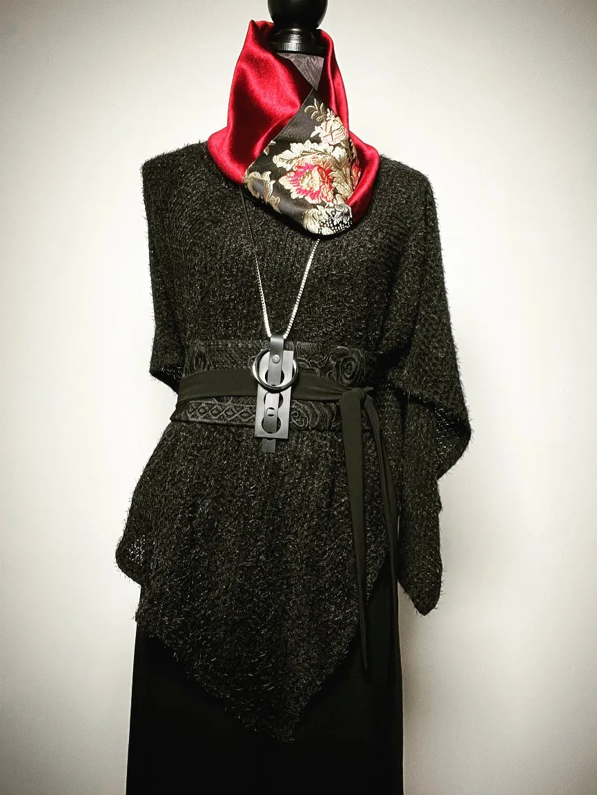 Luxe Collar - Loop Scarf - Wine Velvet - Luxe Brocade Trim