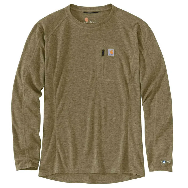MBL119 - Carhartt Men's FORCE® Heavyweight Synthetic-Wool Blend Base Layer Crewneck Pocket Top