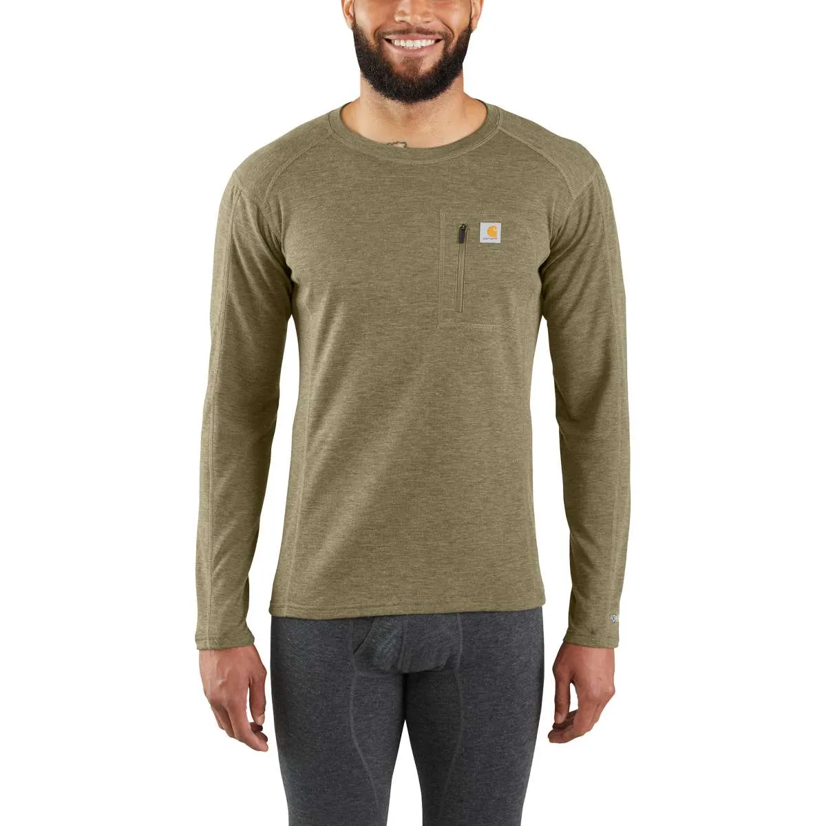 MBL119 - Carhartt Men's FORCE® Heavyweight Synthetic-Wool Blend Base Layer Crewneck Pocket Top