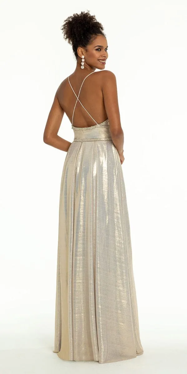 Metallic Sweetheart Rhinestone Trim Dress