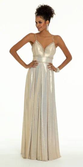 Metallic Sweetheart Rhinestone Trim Dress