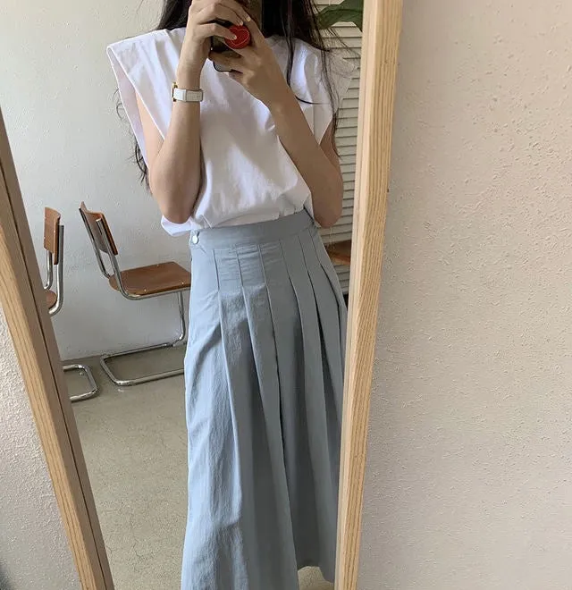 Minimalist Top with Pleated Midi Skirt Set