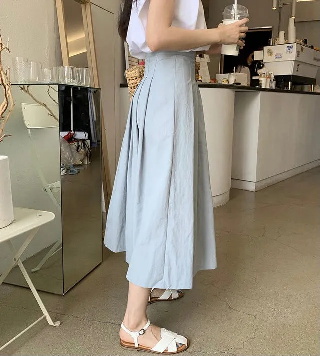 Minimalist Top with Pleated Midi Skirt Set
