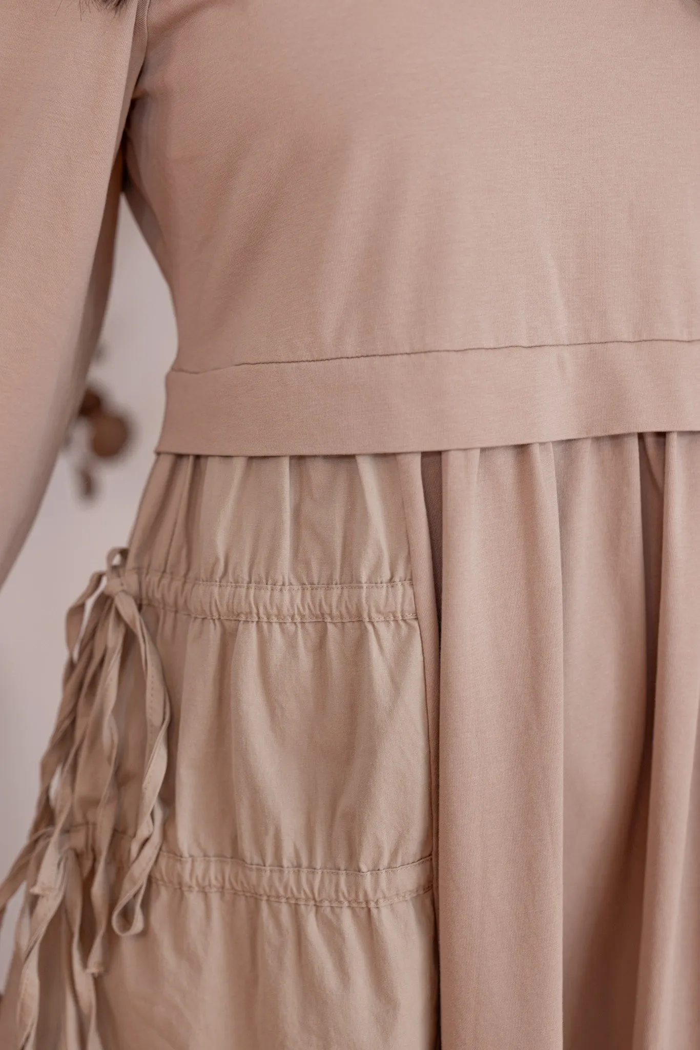 Monochromatic Perfection Taupe Cinch Dress