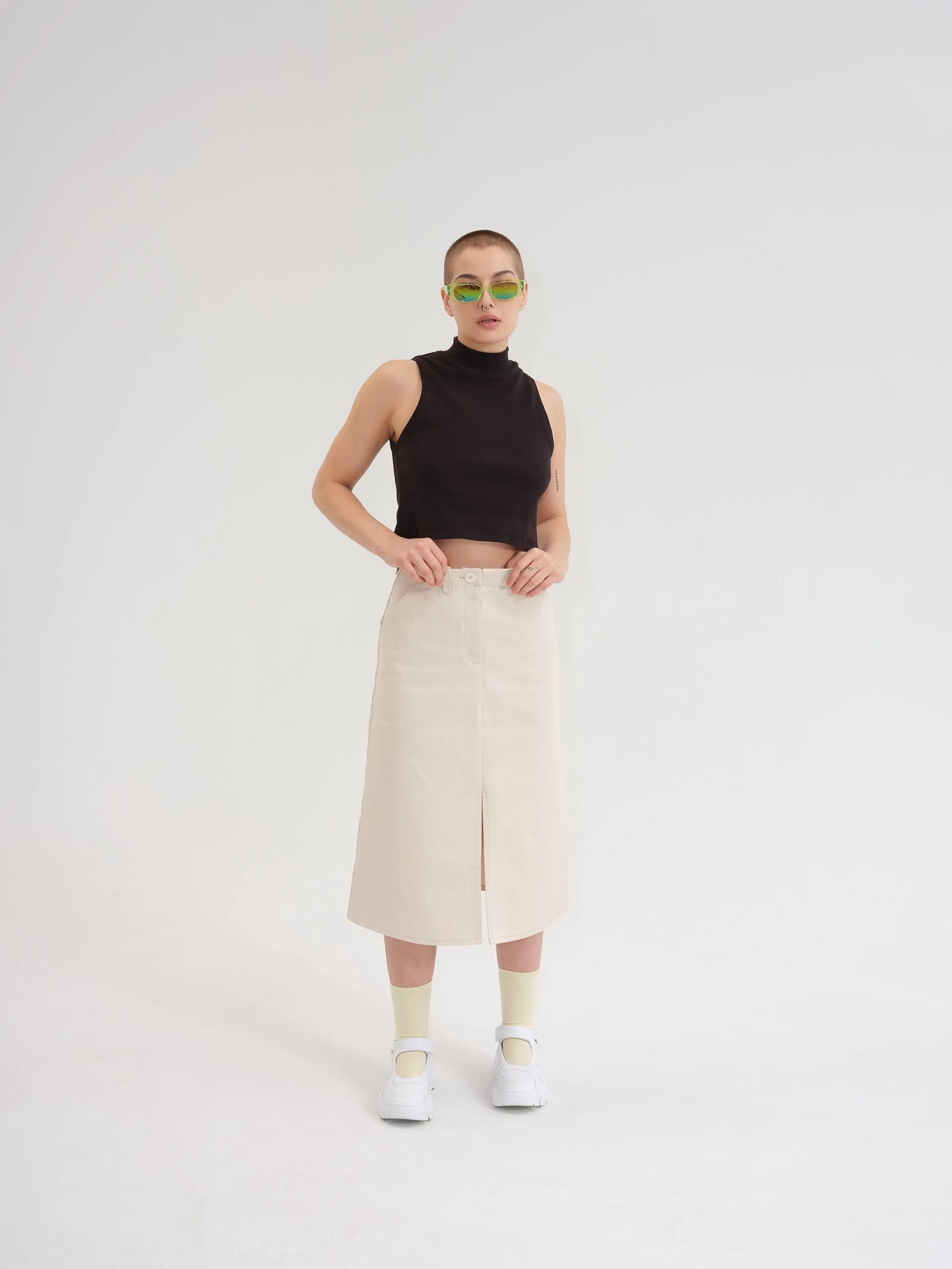 MUI MUI off-white mock neck tank