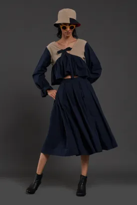 Navy Blue Pleated Skirt