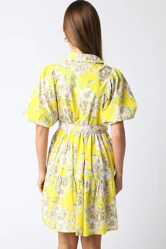 NOVA FLORAL DRESS IN YELLOW