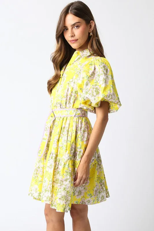 NOVA FLORAL DRESS IN YELLOW