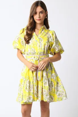 NOVA FLORAL DRESS IN YELLOW