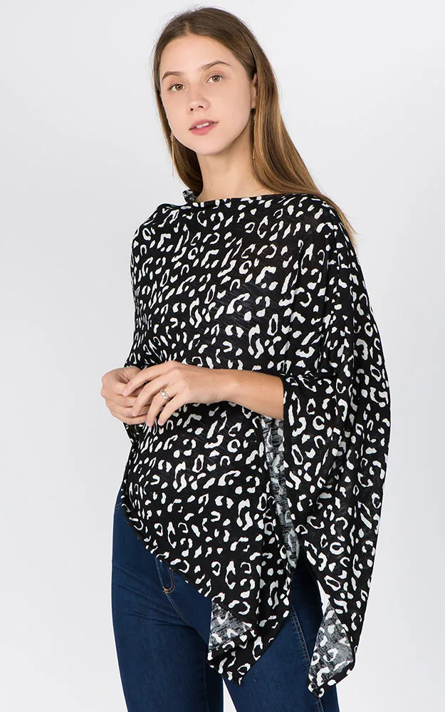 PA1C92 Animal Pattern Print Poncho