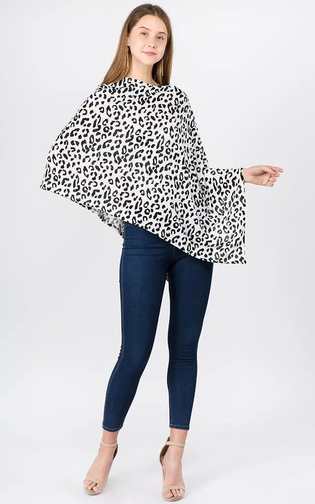 PA1C92 Animal Pattern Print Poncho