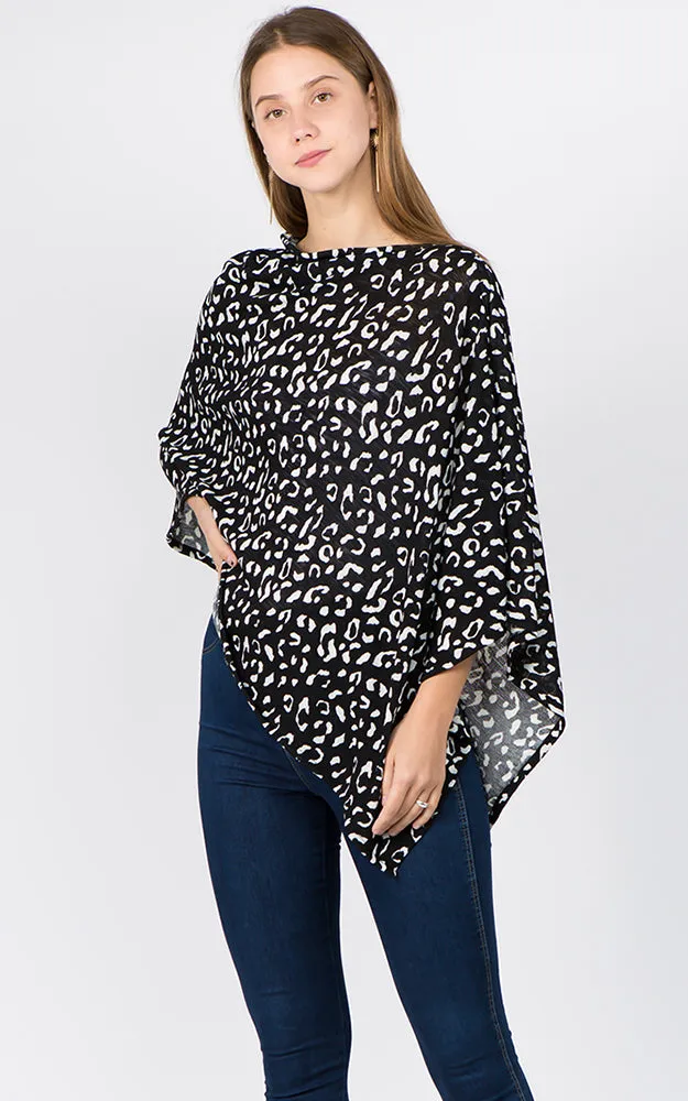PA1C92 Animal Pattern Print Poncho