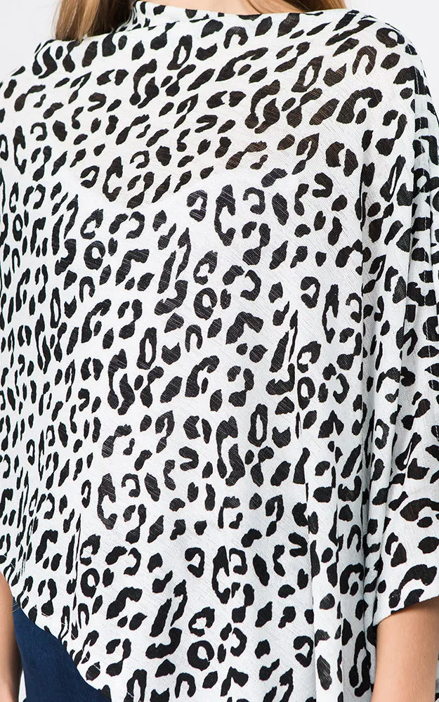 PA1C92 Animal Pattern Print Poncho