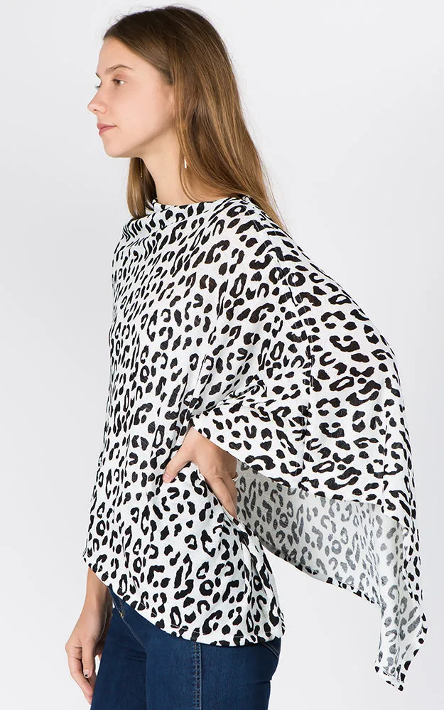 PA1C92 Animal Pattern Print Poncho