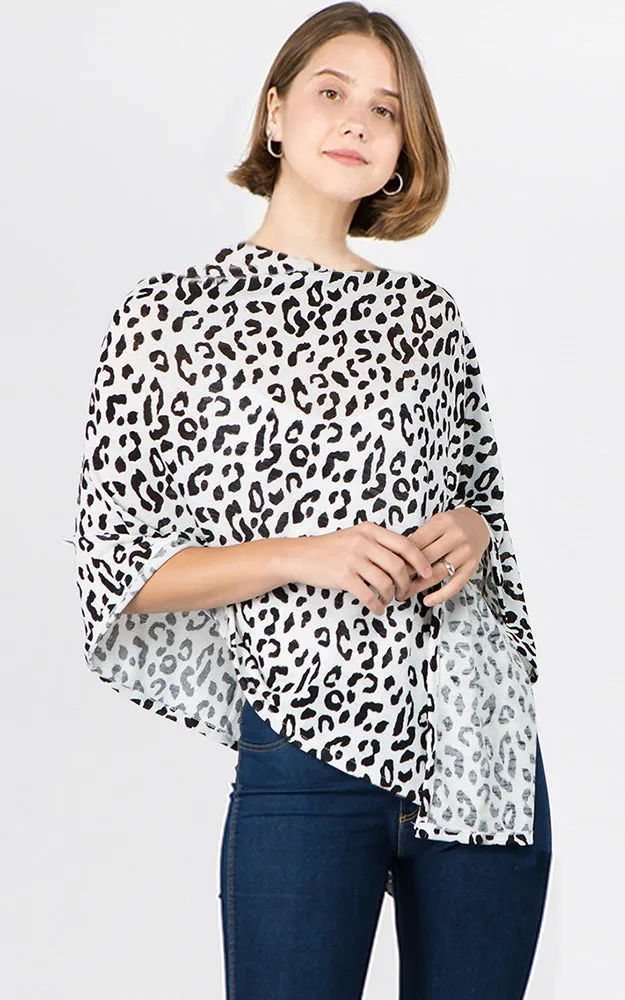 PA1C92 Animal Pattern Print Poncho