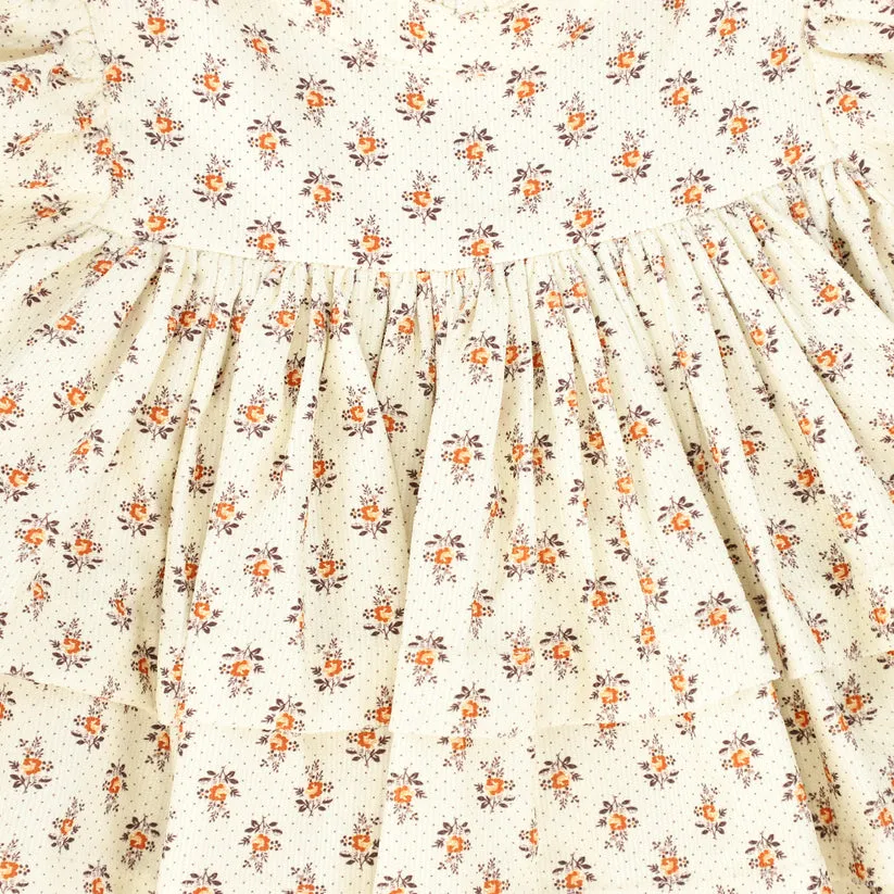 PETITE AMALIE TOFFEE FLOWER PRINT TIERED BABYDOLL DRESS