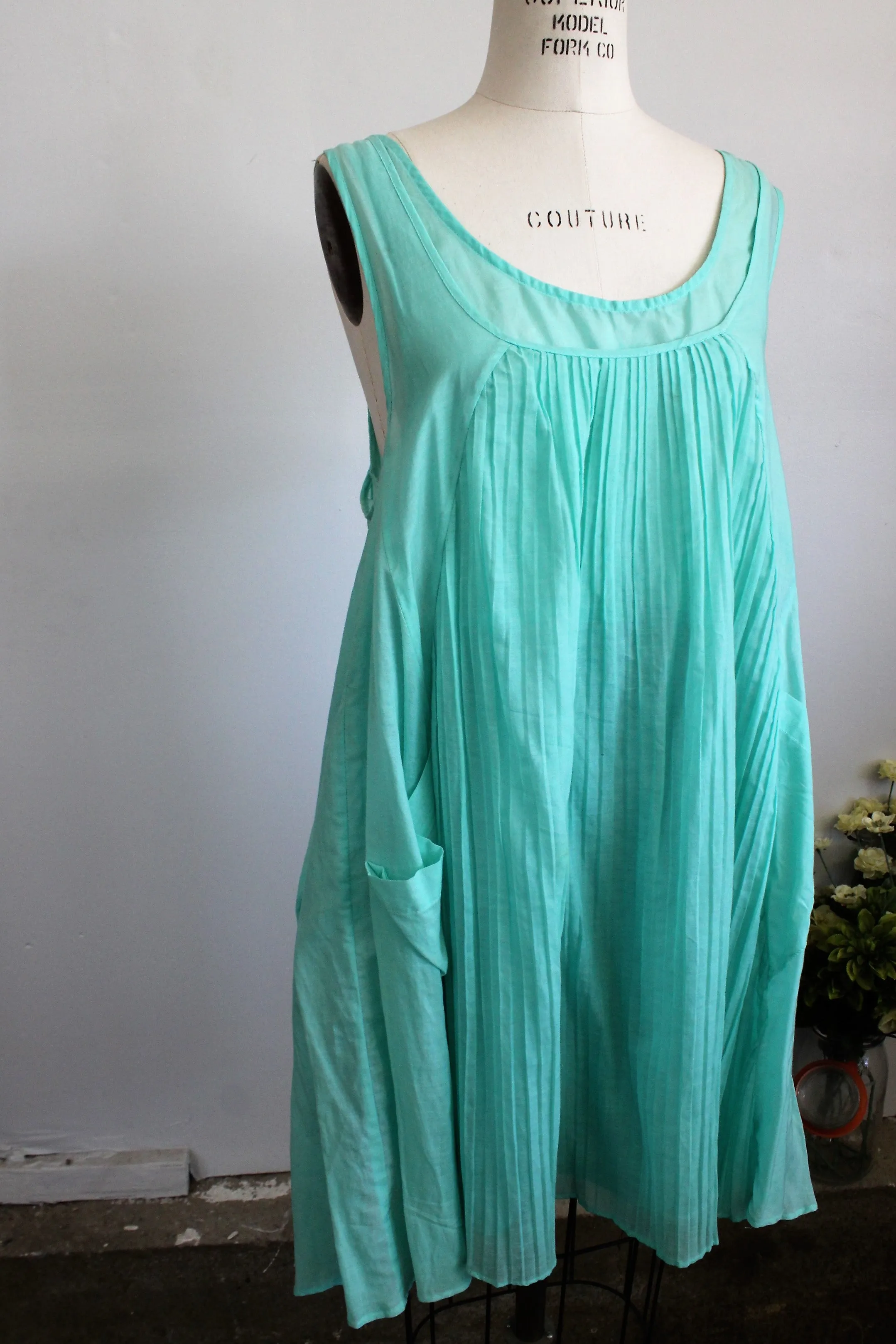 Piko 1988 Anthropologie Seafoam Green Babydoll Dress, Size Medium