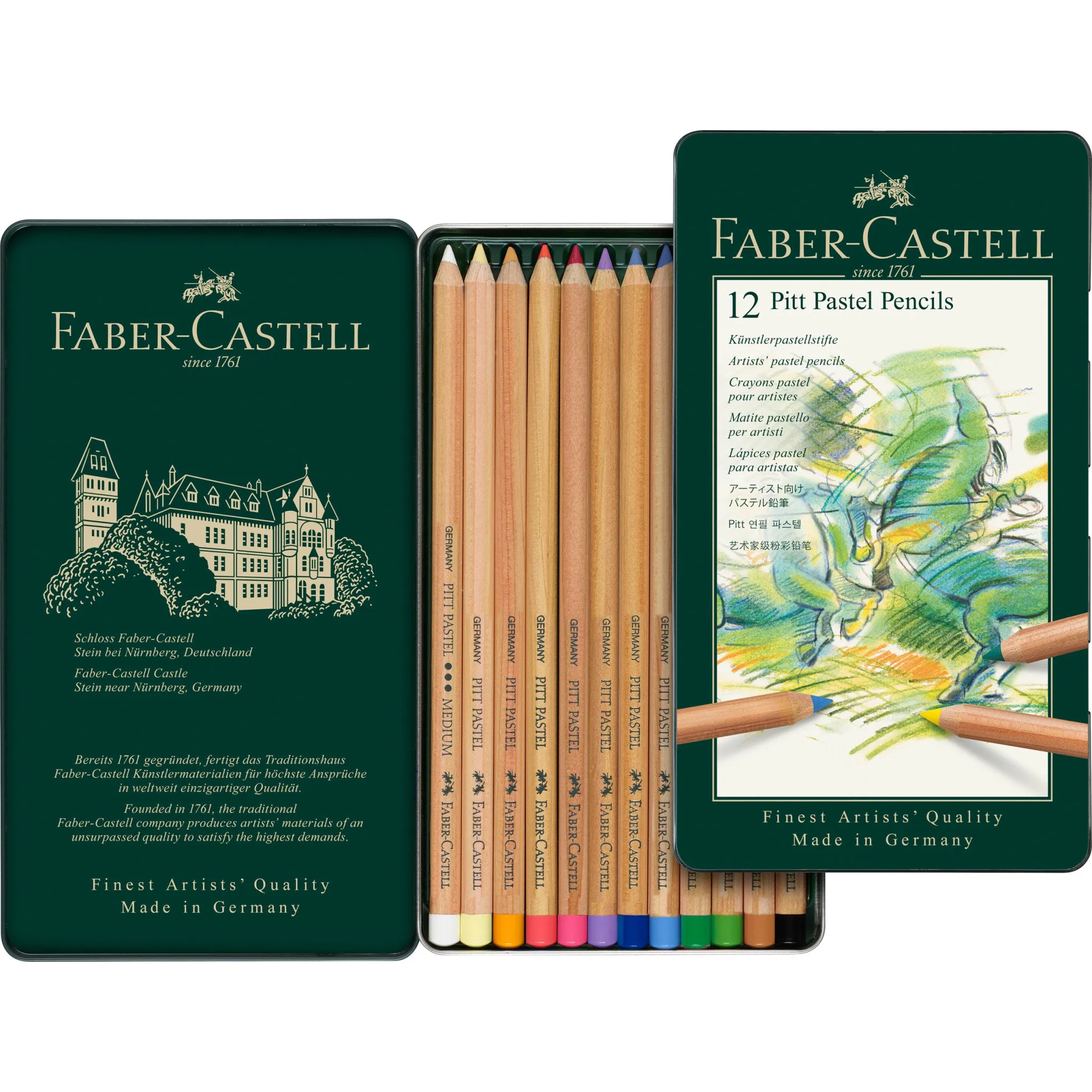 Pitt Pastel Pencils, Tin of 12 - #112112