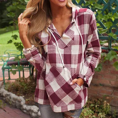 Plaid Long Sleeve Hoodie