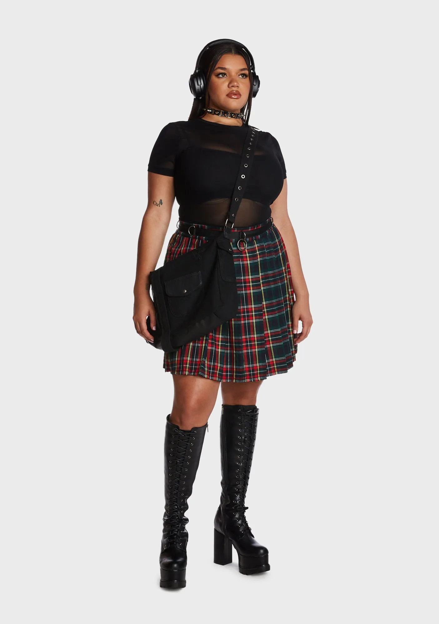 Plus Crimson Dress Code Plaid Skirt