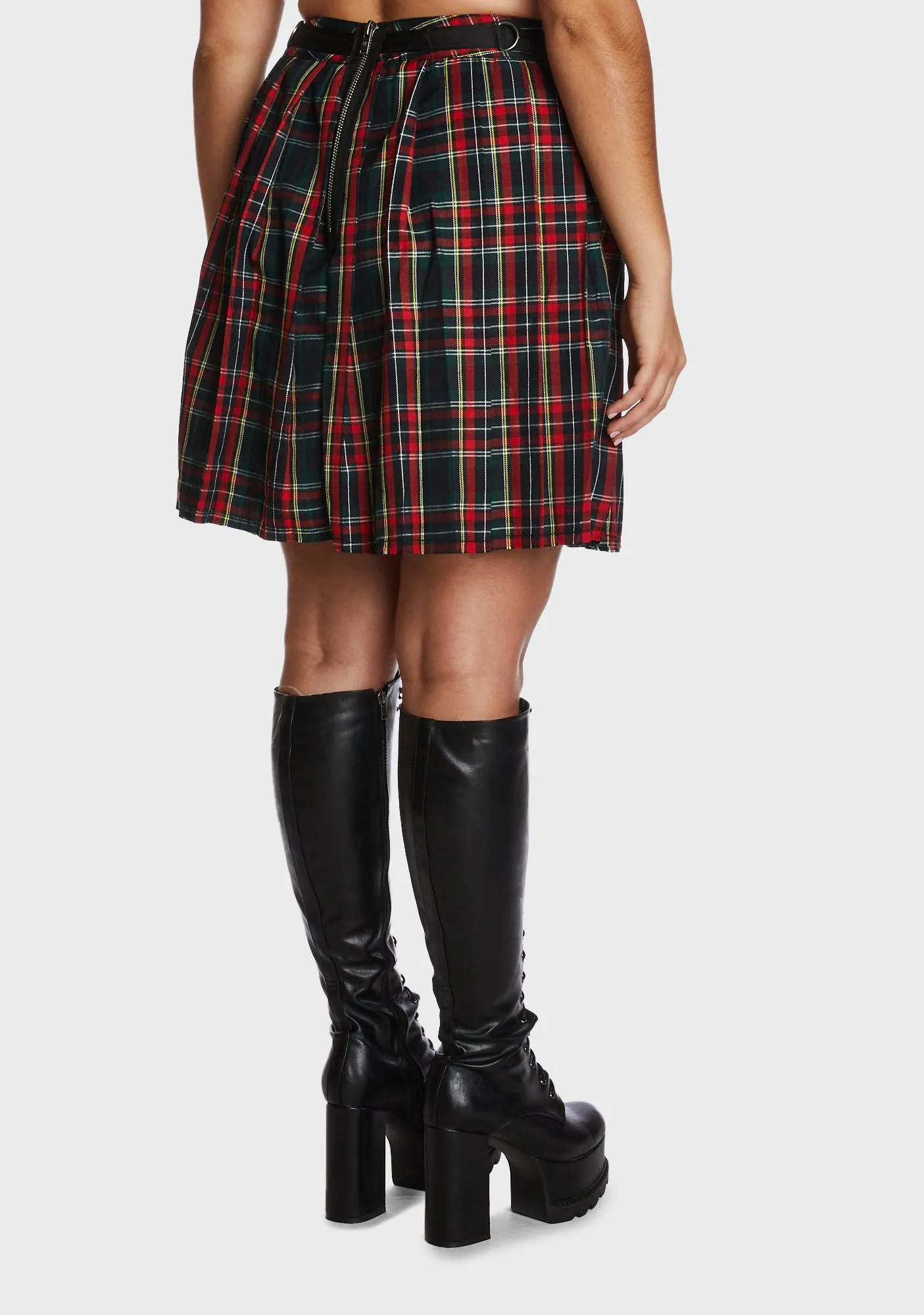 Plus Crimson Dress Code Plaid Skirt
