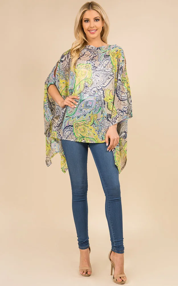 PP3117 Multi Pattern Poncho Cover Up