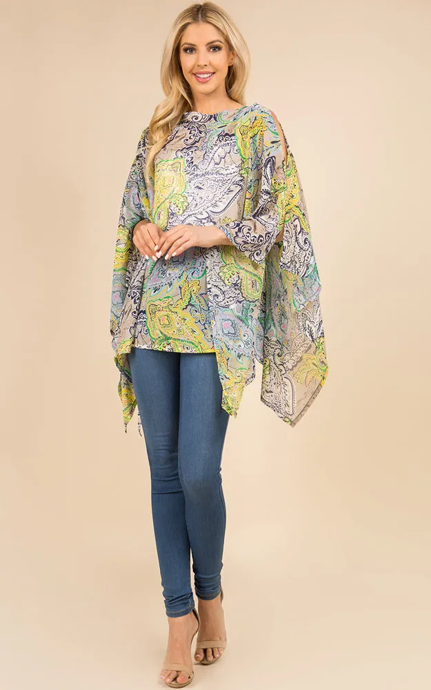 PP3117 Multi Pattern Poncho Cover Up