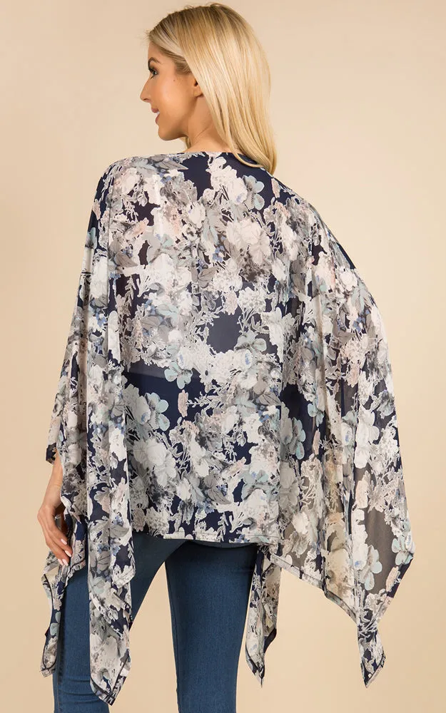 PP3117 Multi Pattern Poncho Cover Up