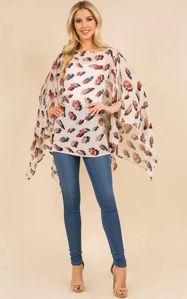 PP3117 Multi Pattern Poncho Cover Up