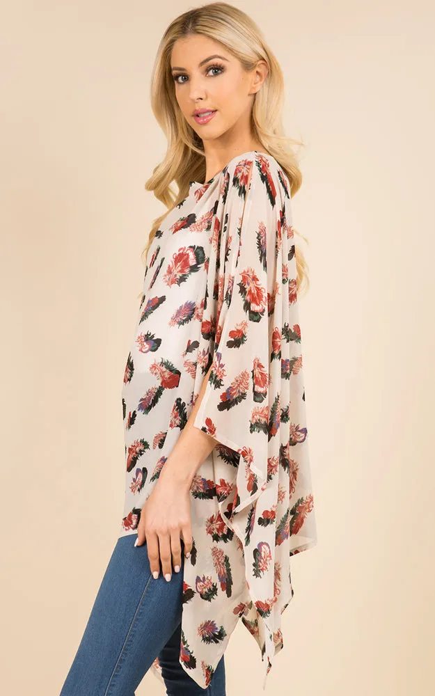 PP3117 Multi Pattern Poncho Cover Up