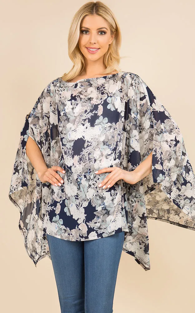 PP3117 Multi Pattern Poncho Cover Up